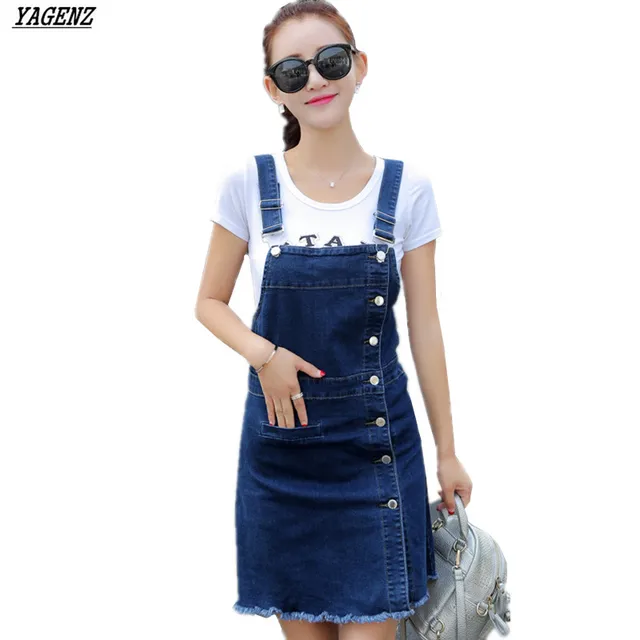 denim suspender dress