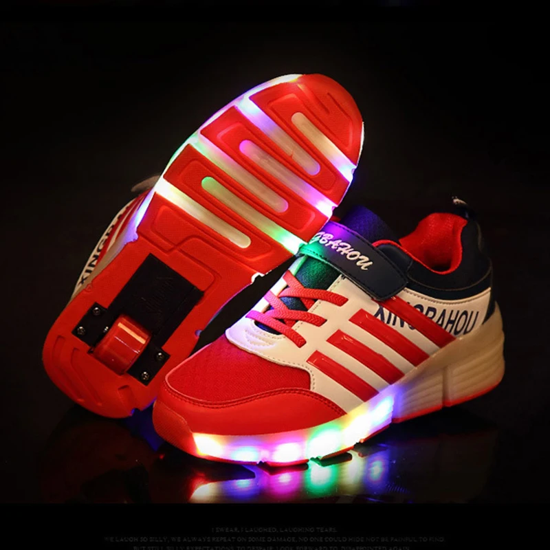 Casual Kids Roller Skate Shoes Children Light up Shoes Glowing Girls