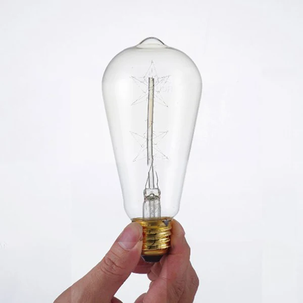 CLAITE Edison светильник накаливания 40 Вт E27 Ретро Винтаж ST64 220 промышленные лампы накаливания подвесной светильник из нитей украшения - Цвет: Double Star