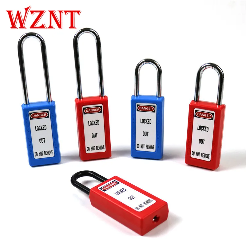 38mm 76mm steel shackle nylon shackle Long body safety padlock Industrial safety locks Factory