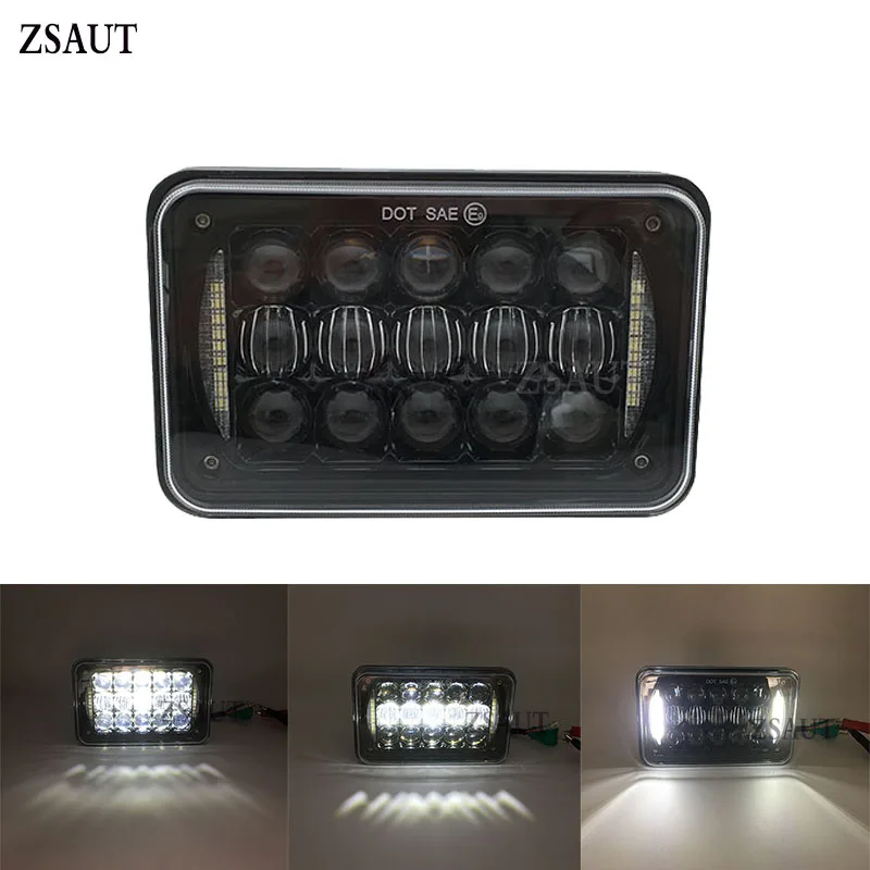 

1 pcs 4x6 inch LED Headlights Rectangular Replacement H4651 H4652 H4656 H4666 H6545 with DRL for Peterbil Kenworth Freightinger