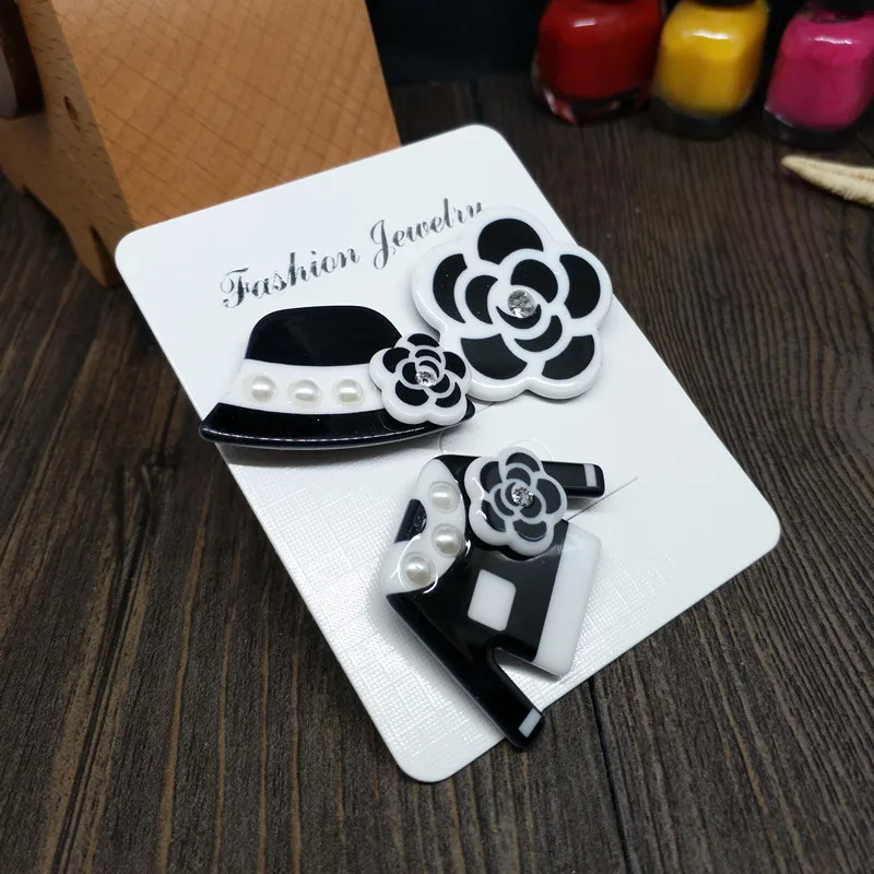 

3PCS/Set CX-Shirling 100% Real Picture Antique Coat Camellia Flower Hat Brooch Female All Match Botton Broche Needles