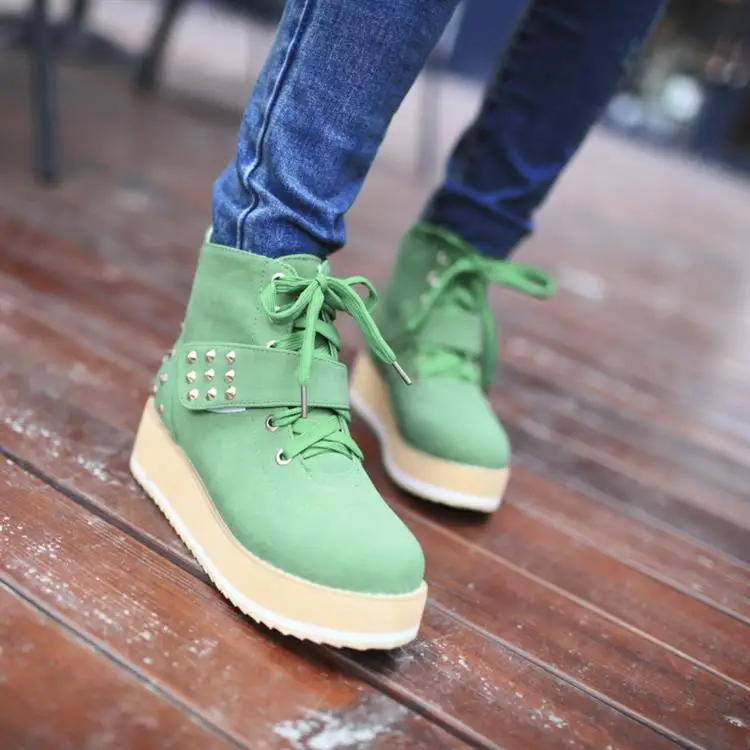 

2015 winter boots preppy style small yards boots 31 32 33 rivet female wedges lacing single boots plus size 40 - 43 boots