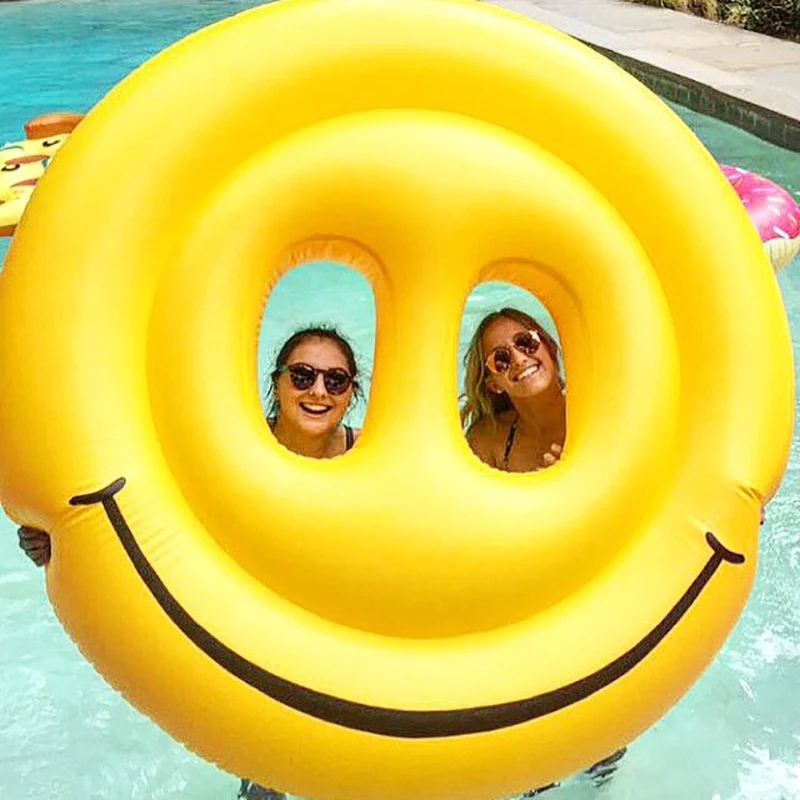 

180cm Giant Smile Face Inflatable Swimming Broad Pool Float Water Fun Toy LOL Emoji Air Mattress Beach Lounger Raft Boia Piscina