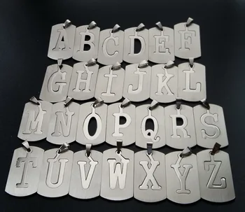 

10PCS Stainless Steel All 26 English Alphabet Necklace Detachable Simple Initial Word Letter A-Z Dog Tag Pendant Chain Necklaces