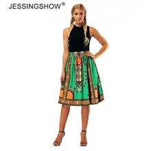 Винтаж Богемия Стиль Для женщин юбки летние зеленые с принтом юбки леди Saia Femininas