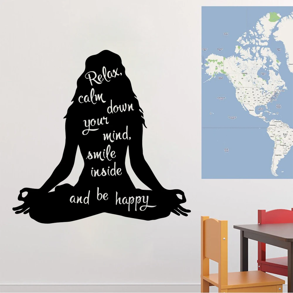 

Diy yoga relax calm down your mind Vinyl Wall Sticker Home Decor Stikers For Living Room Kids Room Wall Decoration