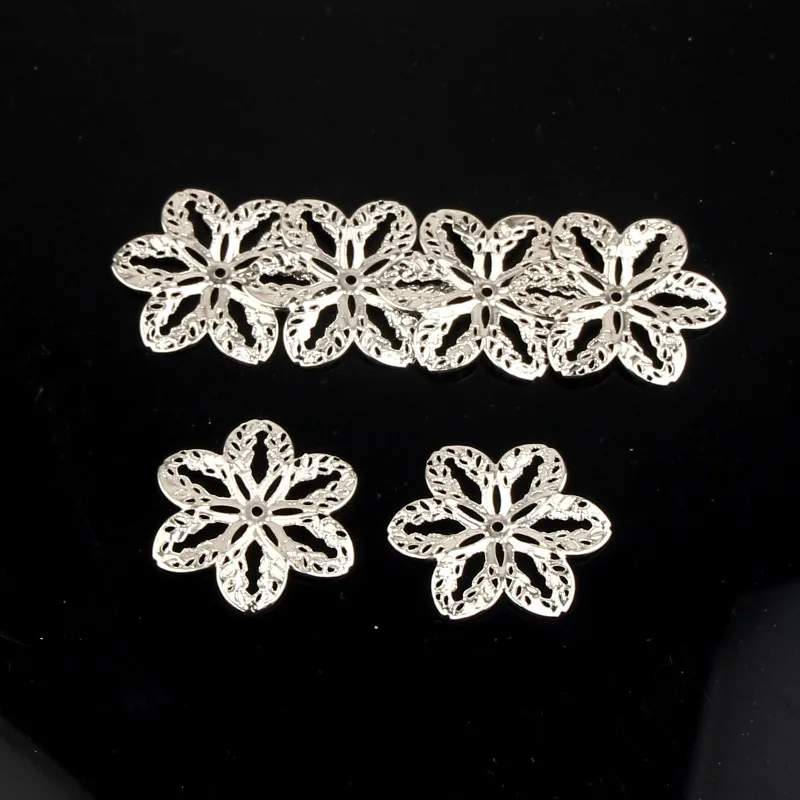 

50Pcs Silver Tone Leaves Filigree Wraps Connectors Metal Crafts Connector For Jewelry Making DIY Accessories Charm Pendant