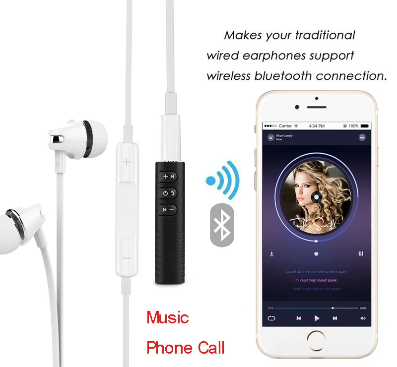Koop Draadloze Bluetooth Receiver Audio Music Adapter Oproep voor iPhone X 5 6 7 8 Plus voor 3.5mm Jack Koptelefoon headset Auto Aux Speaker