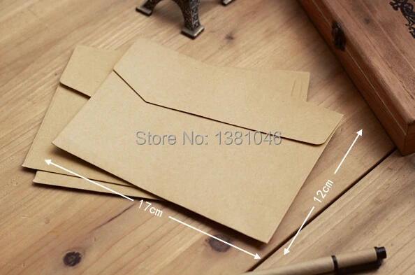 12 x 16.5cm Blank Classic Vintage Brown Kraft Paper Envelopes For Postcard Gift Wrapping 10-100 pcs