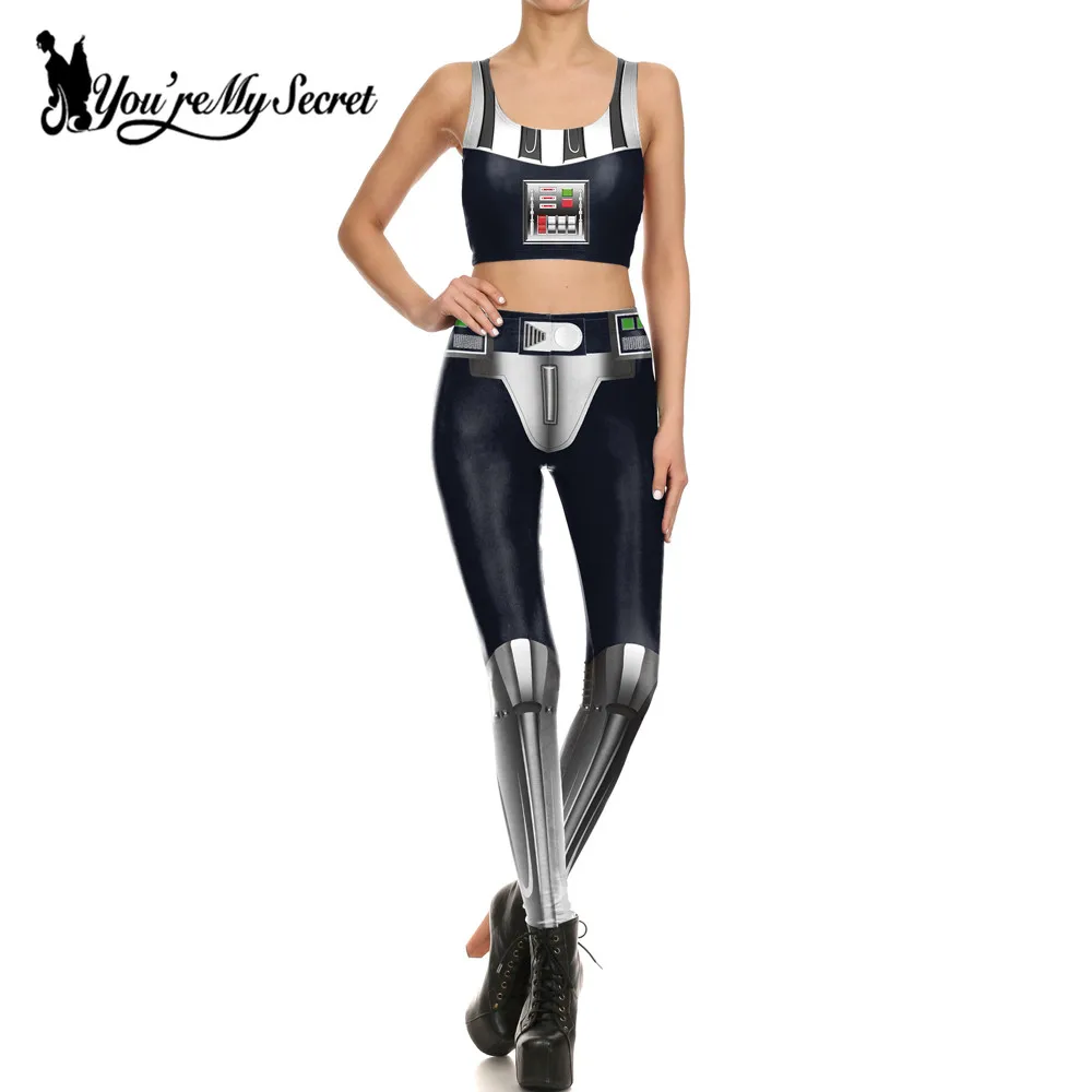 

[You're My Secret] Fashion STAR WARS Dark Lord Darth Vader Cosplay Women's Constume Anime Robot Party Sexy Top and Legging Set