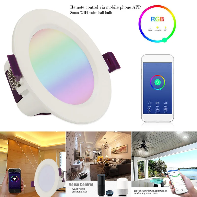 

WIFI Downlight Led Smart Downlight Ceiling Light Bulb Adjustable Voice APP Control Work with Alexa Amazon Google Home Homekit