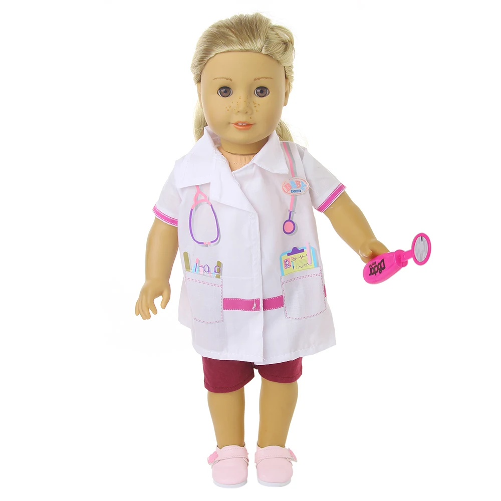 Полный набор медсестры стетоскоп+ доктор платье для женщин, платье для женщин, 18 дюймов американские кукольные аксессуары Детская лучший подарок на год