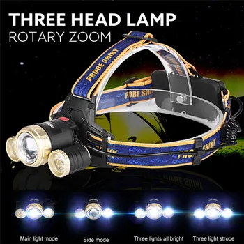 

High Quality Zoom 15000LM 3X XM-L T6 LED Rechargeable 18650 Headlamp Headlight Light Torch
