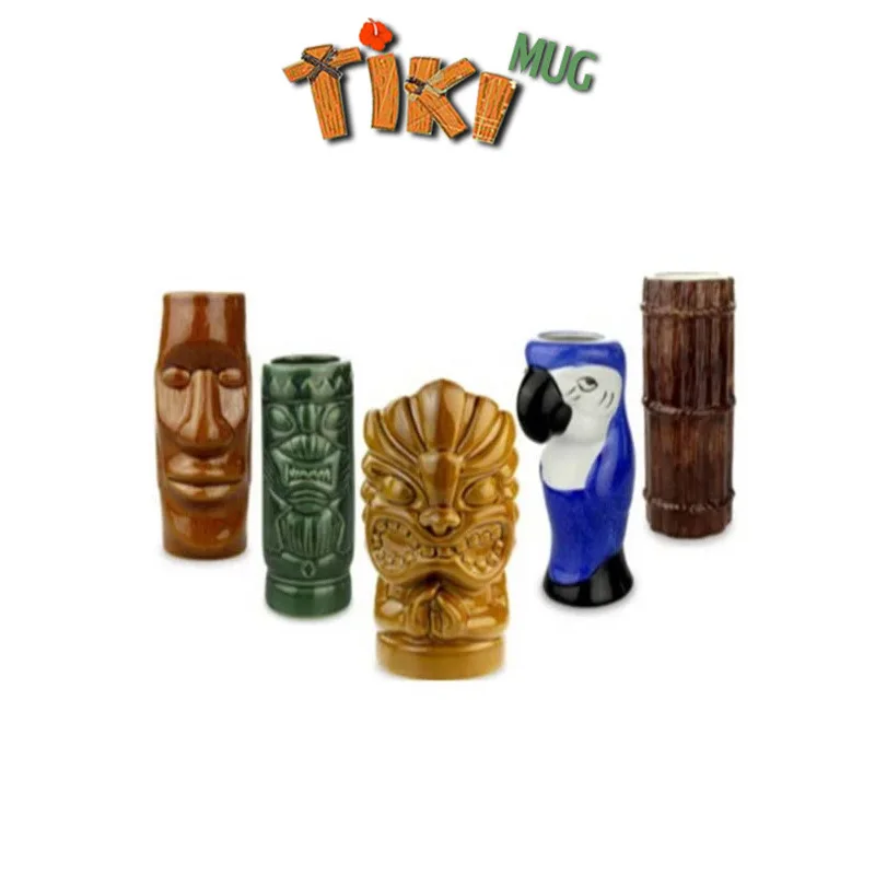 Керамическая рельефная тотемная чашка TIKI кружка с изображением лица гавайская