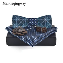 Мужская деревянная бабочка+ носовой платок+ брошь+ запонки наборы Свадебный Жених деревянный галстук-бабочка галстук бабочка свадебные галстуки