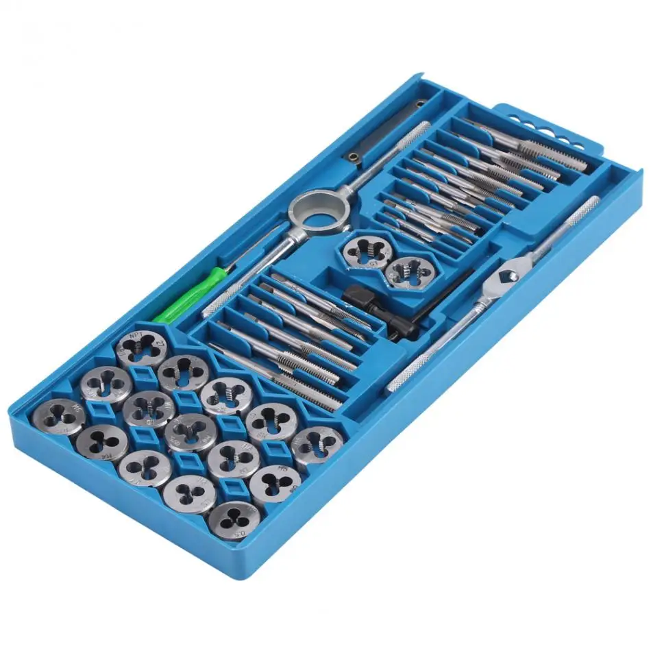 

40pcs M3-M12 Thread Tap and Die Set Wrench Thread Gauge Screwdriver Taps Dies Hand Tools Set With Box.
