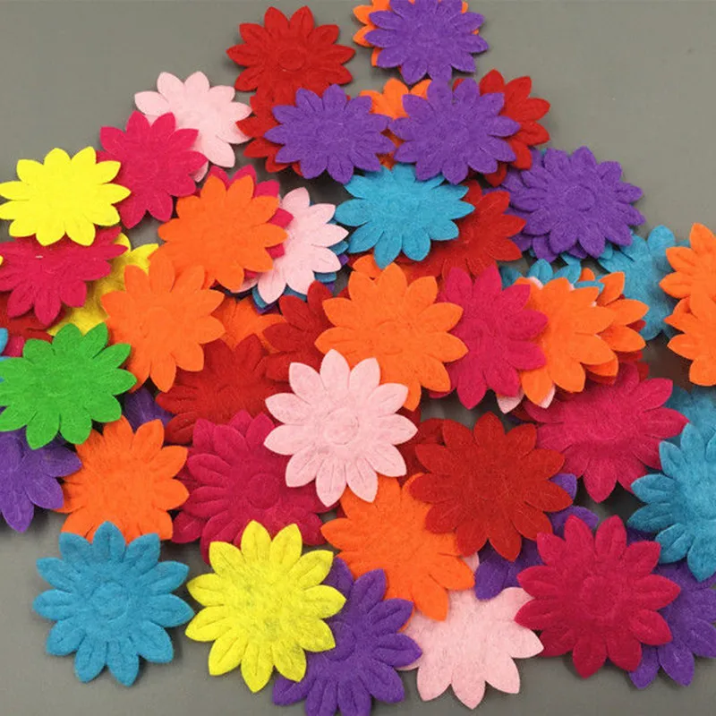DIY 400 шт войлочные цветы смешанные цвета Аппликации Ремесло изготовление открыток украшения 33 мм