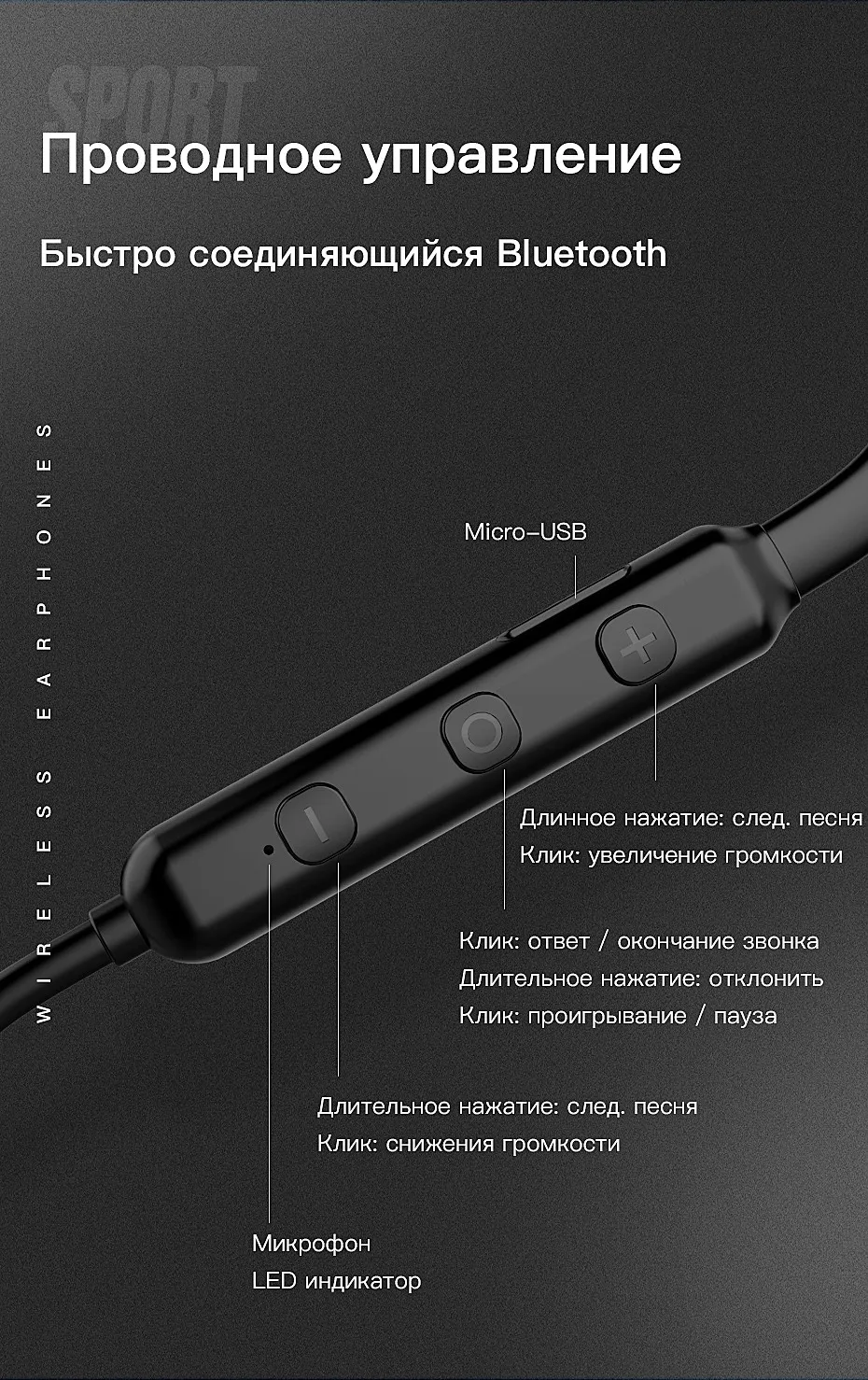 НОСО Беспроводные Наушники Bluetooth Наушники с Микрофоном Пульт Управления Стерео Блютус Наушники Вкладыши Крючок в Ухо Беспроводная Гарнитура Блютуз Наушники с ушками для iPhone Samsung Мобильного Телефона Компьютера