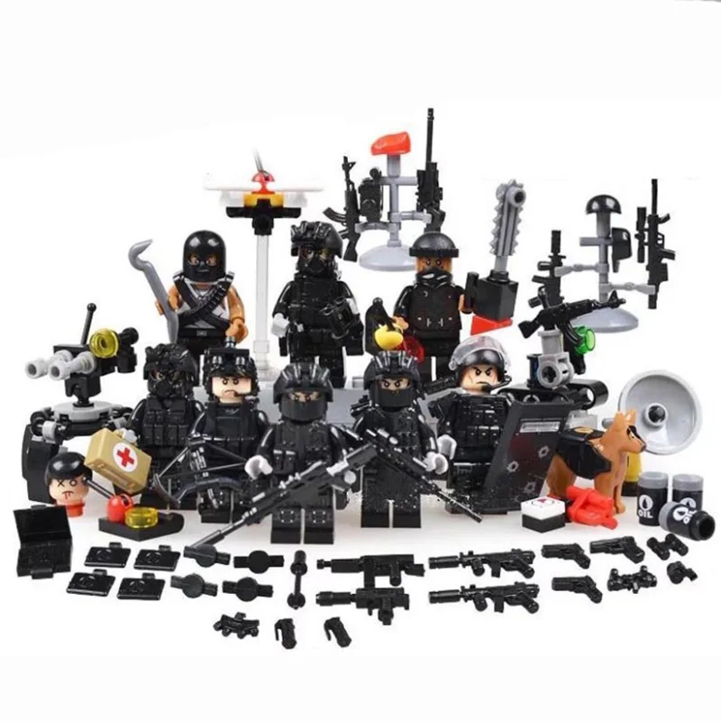 

Military Educational Building Blocks SWAT Falcon Commandos WWII Army Soldiers Weapon Kids Bricks Compatible Mini Block Toys