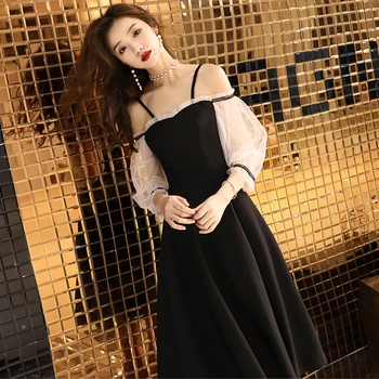 

Spaghetti Strap Dress Chinese Dress Lady Satin Formal Party Dresses Sexy Exquisite Tight Robe De Soiree Black&white Vestidos