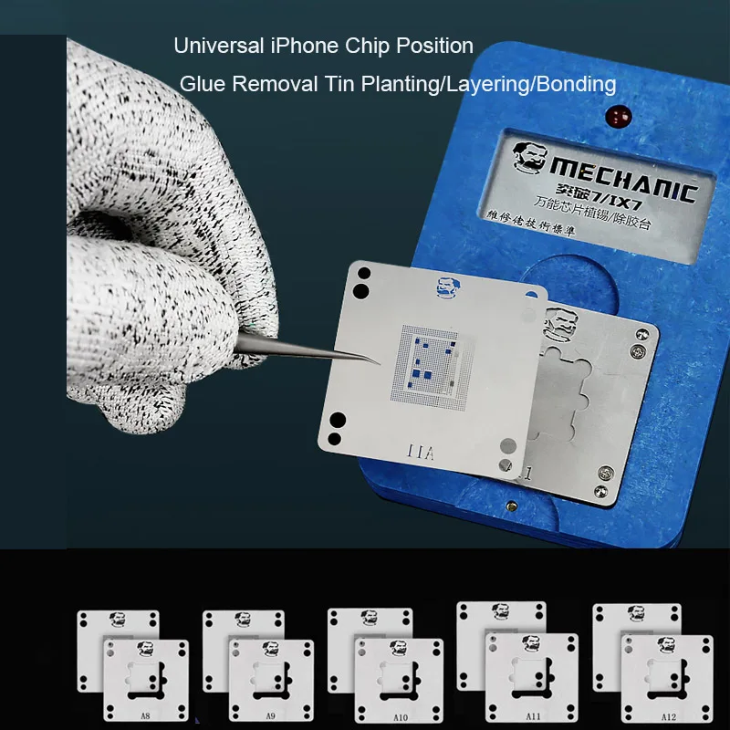 Механик ix7 A8/A9/A10/A11/A12 материнская плата BGA чип Олово посадка клей удаление реболлинга платформа с трафаретами для iPhone
