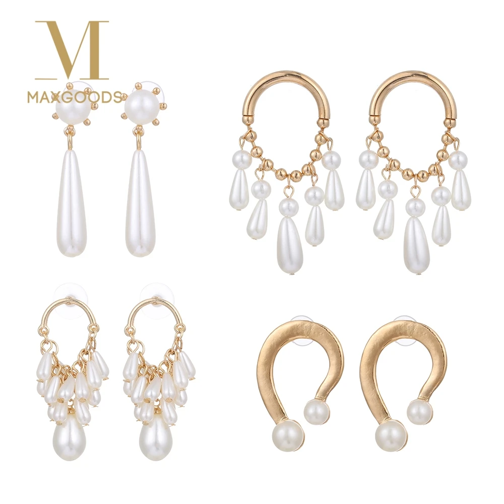 

Long Earrings for Women Tassel Simulated Pearls Dangle Drop Geometric Statement Earring Fashion Jewelry Wedding Earrings