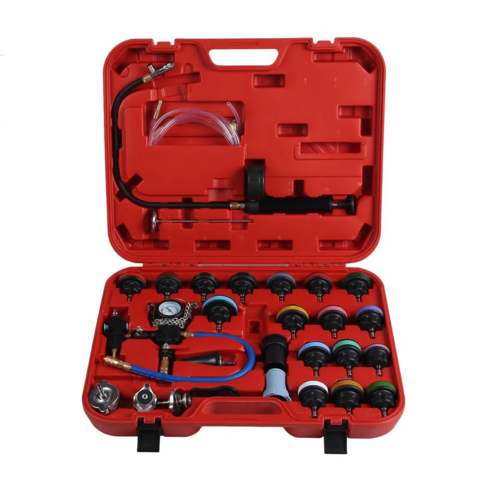 

27Pcs Auto Car Water Tank Pressure Gauge Cooling System Leaking Radiator Pressure Tester Kits With Water Pipes Connector New