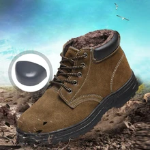 Мужские защитные туфли хаки и шляпа со стальной головкой, защитные ботинки, Нескользящие, ударопрочные, дышащие, кожаные, мягкие рабочие ботинки DXZ028