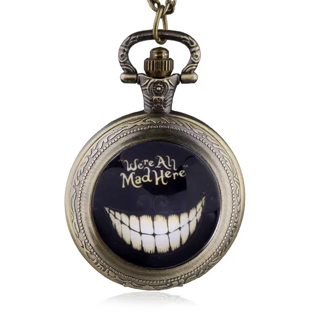 New Alice in Wonderland We're All Mad Here Quartz Pocket Watch Analog Pendant Ne New Alice in Wonderland We're All Mad Here Quartz Pocket Watch Analog Pendant Ne