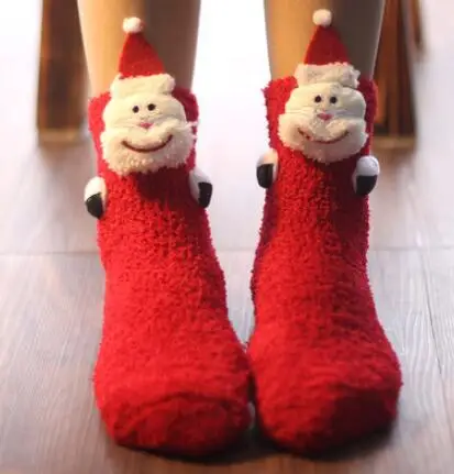 Высококачественные зимние рождественские носки; носки-тапочки для взрослых; утепленные женские нескользящие теплые носки с героями мультфильмов; подарок; вязаные шерстяные носки - Цвет: 2