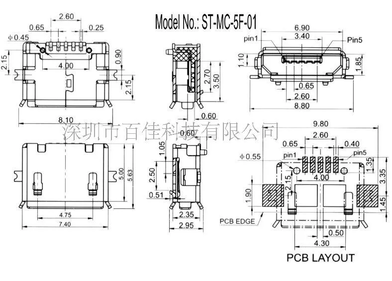 Micro 5p,5-pin Micro Usb Jack,5pins Micro Usb Connector Tail Charging Socket Mini Usb - Integrated - AliExpress