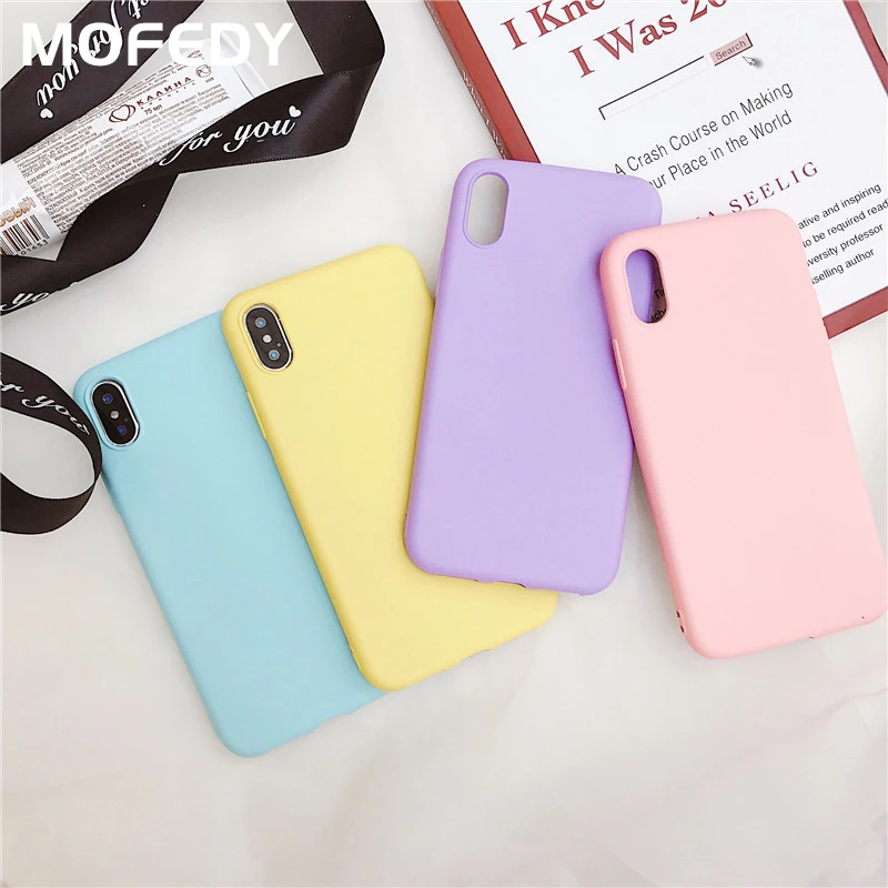 MOFEDY простой сплошной Цвет Ультратонкий чехол для iPhone 6 6s 7 8 плюс Чехол конфетного
