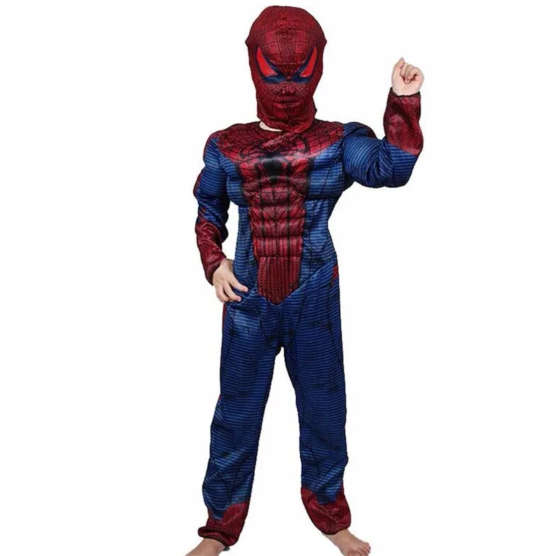 COUHUNT 2017 Marvel Comic Spiderman Cosplay Muscle Spiderman Jumpsuits Boys Halloween Superhero Fancy Dress Kids Birthday Gift