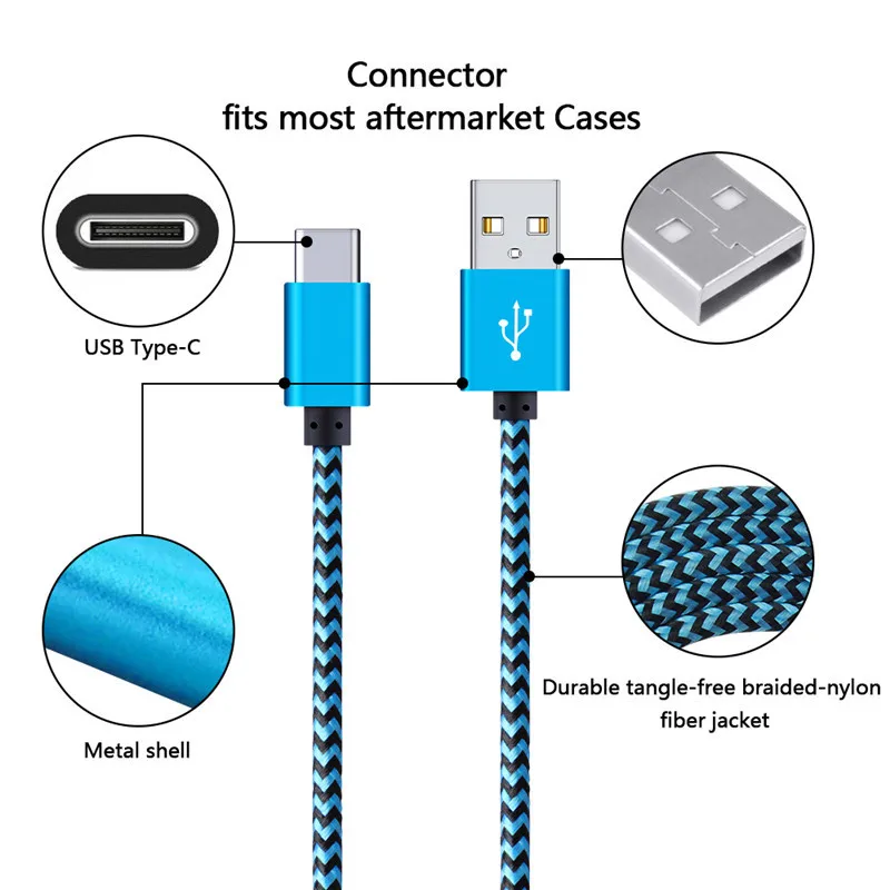 Нейлоновый кабель usb type-c, адаптер для быстрой зарядки, короткий кабель type-c для зарядки и передачи данных для samsung Galaxy S10 S9 Plus, xiaomi, huawei