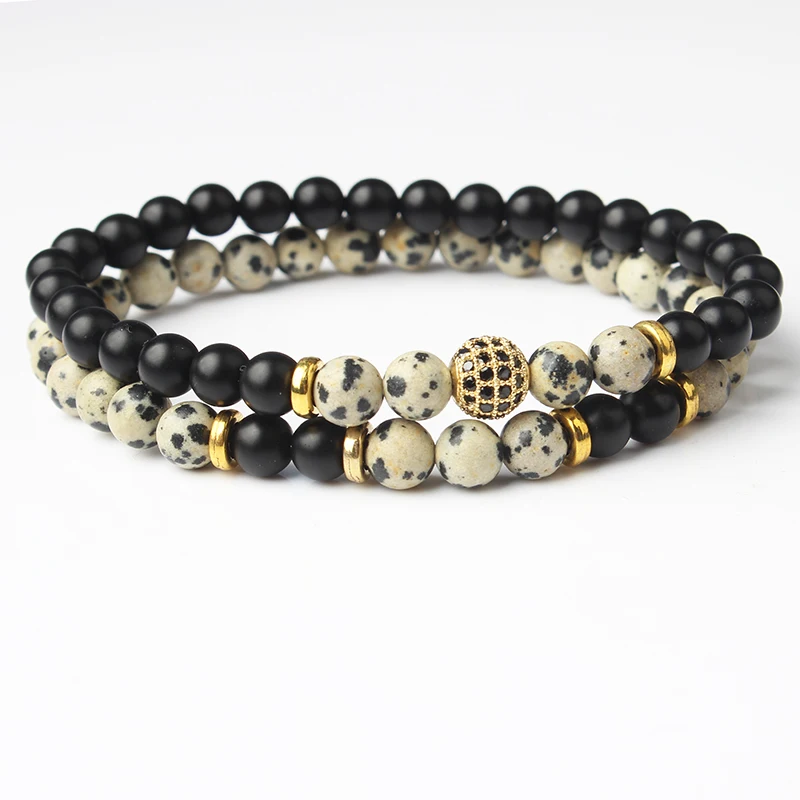 

LanLi 8mm white Turquoises and black basaltic lava Crown bracelet An amulet for attractive men and women