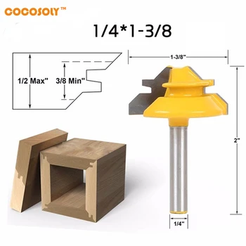 

1/4*1-3/8 2 Bit Tongue and Groove Router Bit Set Woodwork Cutter Power Tools -1/4" Shank