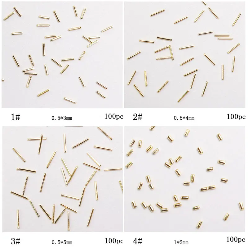 100 шт./лот Золотые прутки металлические заклепки японский 15 заклепки сплава металла 3D DIY Nail Украшение ногтей украшения