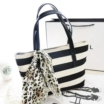 

bag again 021017 new hot female striped canvas bag lady large tote