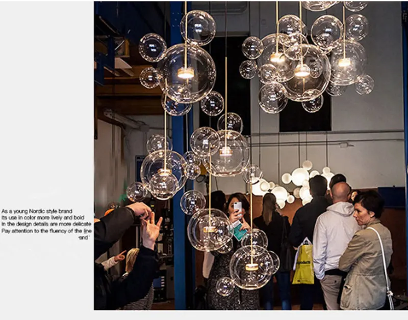 KINLAMS креативный прозрачный стеклянный пузырьковый шар, современный светодиодный подвесной светильник для столовой, гостиной, бара, светодиодный подвесной светильник из стекла