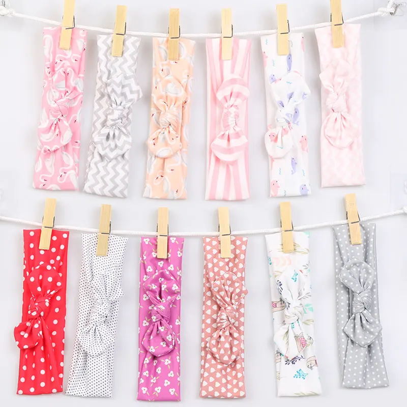 

5pcs/lot 24 Designs Cotton Soft Flower Headband Cartoon Animal Swan Print Head Hairbands Mustard White Wave Girl Head Wrap