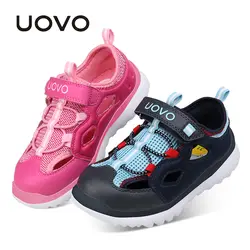 UOVO 2018 новая дизайнерская обувь для детей мальчиков и девочек обувь для летние дышащие закрытым носком сандалии Детская Повседневная