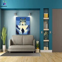 DIY цветные картинки по номерам с красочным брьем яркий Волк Картина Рисунок Живопись по номерам Обрамленный дом