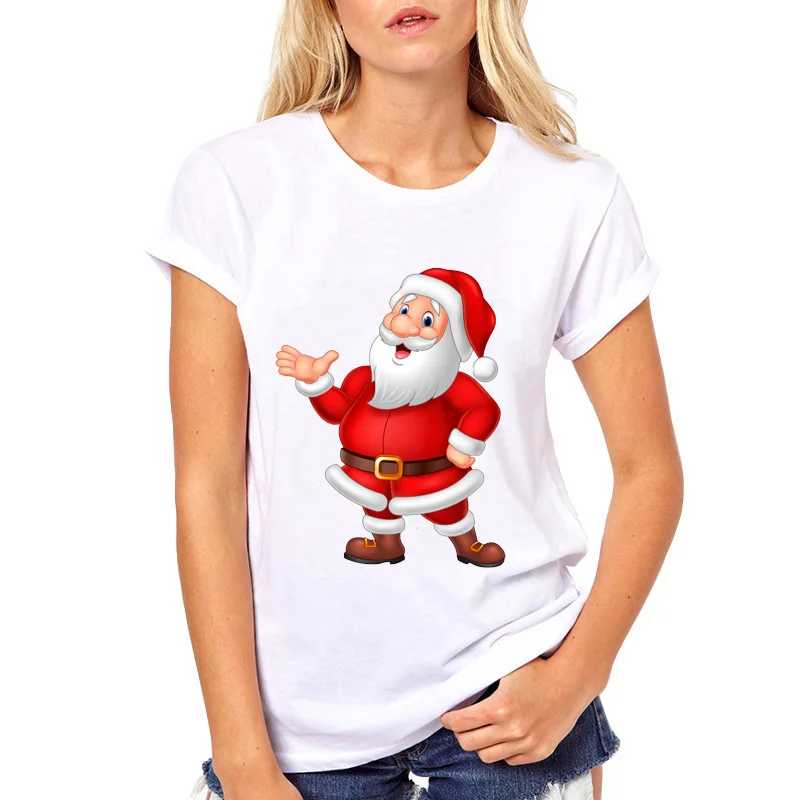 Летняя футболка женская с Санта Клаусом Рождественская уличная camisetas Hombre