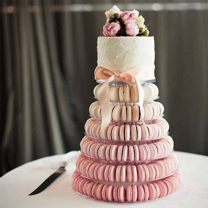  Round 6 Tier Macaron Tower Cake Stand Afternoon tea dessert Display Rack Holder Tools Wedding Decor