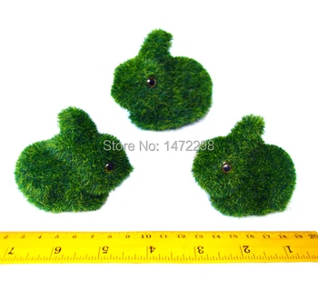 

3 pcs MEDIUM MOSS BUNNY RABBIT ARTIFICIAL GRASS HOME GARDEN EASTER DECORATION ORNAMENT