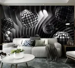 Фото 3d обои трехмерные сферические тела расширение пространство стена в современном минималистическом стиле бумага 3d обои