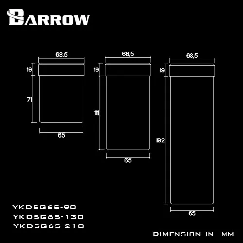 Курган YKD5G65 90 130 210 мм цилиндр бак для воды Расширение бака для D5/MCP655 серии насос расширение использовать компьютерное водяное охлаждение