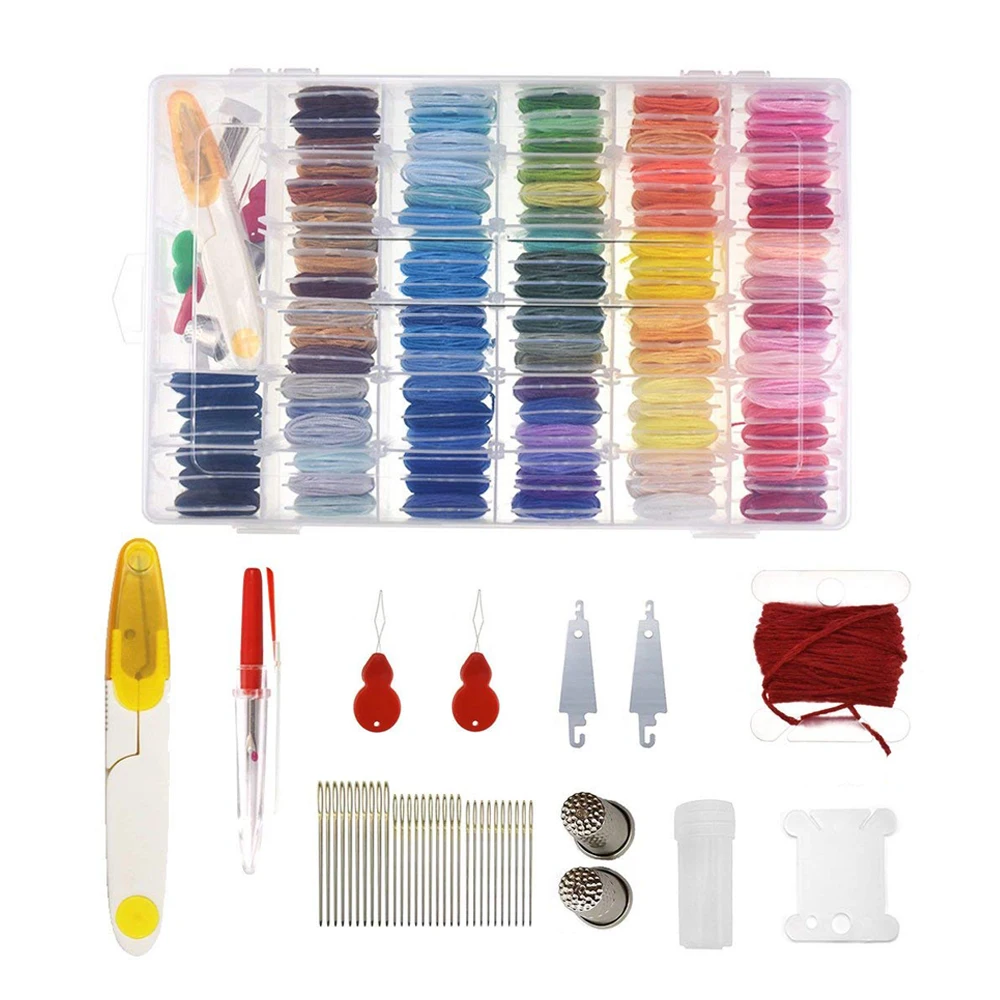 

134pcs/Set Plastic Thread Bobbins Thread Card/Metal thimble/Needle Threader/Thread Cutter for Cross Stitch Embroidery Tools