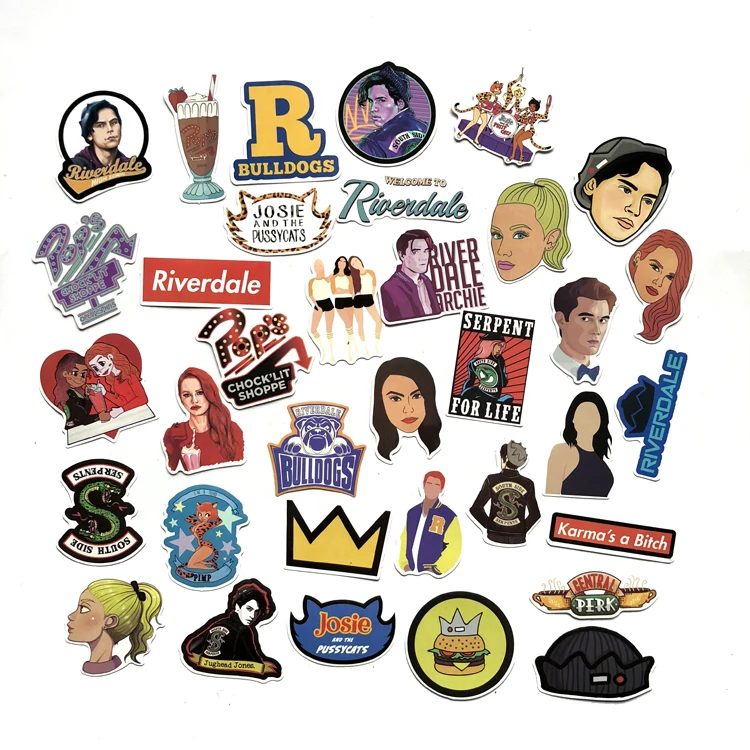 

35pcs/set riverdale Stickers for Laptop Skateboard Home Decoration Car Styling Vinyl Decals Doodle Cool DIY works